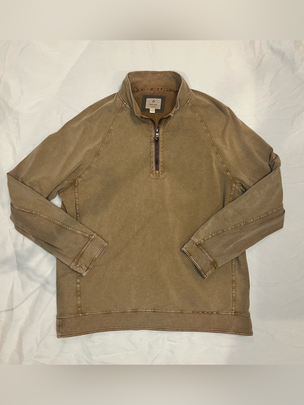 True Grit Men's Zip-Up Pullover Sweater - Brown